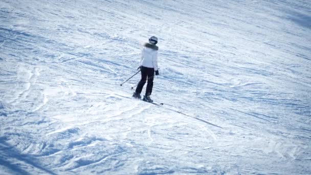 Les skieurs passent sur la pente — Video