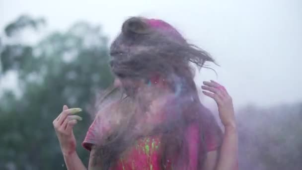 Indyjski festiwal Holi Celebration Slowmotion — Wideo stockowe