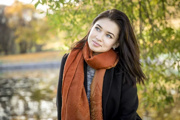 Attrayant jeune fille dans un parc en automne — Photo