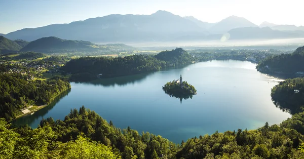 Vista aérea do lago Bled, Eslovénia — Fotografia de Stock