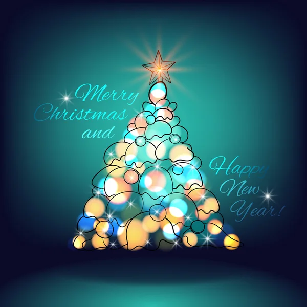 mutlu Noeller ve mutlu yeni yıl. Noel ağacı ışıkları ve dekorasyon bokeh odak arka plan bulanık