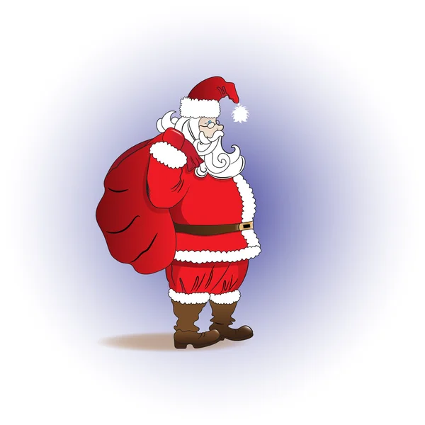Santa Claus s taškou dárků. Veselé Vánoce. Šťastný nový rok — Stockový vektor