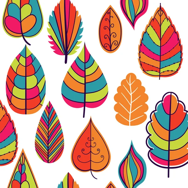 Colored seamless pattern on leaves theme. Autumn seamless pattern with leaves.Can be used for wallpaper, pattern fills, web page background,surface textures. Wonderful autumnal texture — Stock Vector