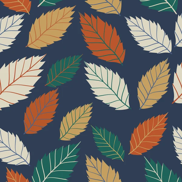 Patrón de color en el tema hojas. Patrón de otoño con hojas.Se puede utilizar para el papel pintado, relleno de patrones, fondo de página web, texturas superficiales. Textura otoñal maravillosa — Vector de stock