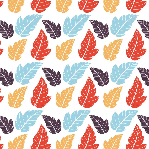 Modèle coloré sur le thème des feuilles. Modèle d'automne avec feuilles. Peut être utilisé pour le papier peint, garnitures de motif, fond de page Web, textures de surface. Magnifique texture automnale — Image vectorielle