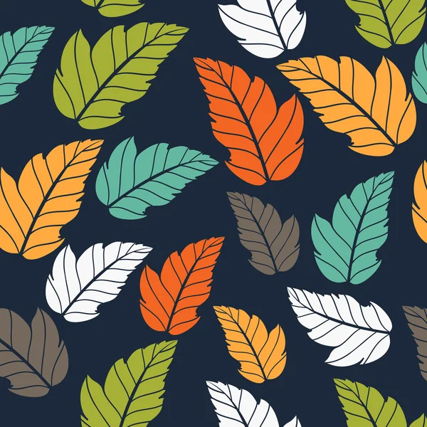 Patrón de color en el tema hojas. Patrón de otoño con hojas.Se puede utilizar para el papel pintado, relleno de patrones, fondo de página web, texturas superficiales. Textura otoñal maravillosa — Vector de stock