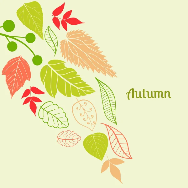 Autumn falling leaves background.Can be used for wallpaper,design of invitation,card, web page background, for cover notebook, diary, for fashion design, for design of utensils — Stock Vector