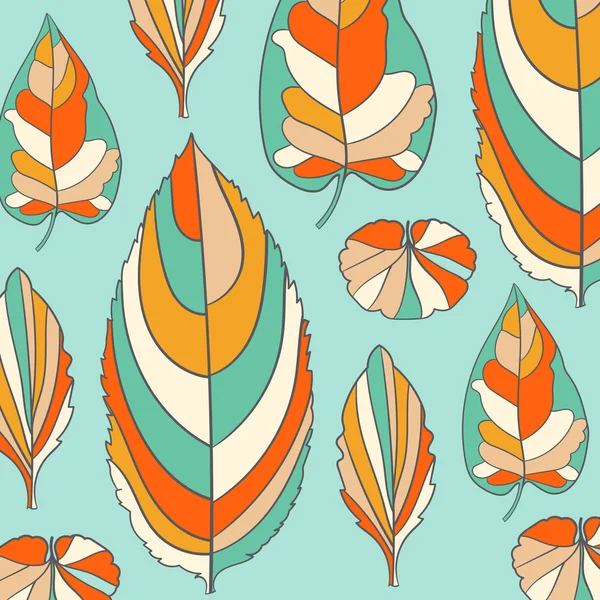 Padrão colorido no tema folhas. Padrão de outono com folhas. Pode ser usado para papel de parede, preenchimento padrão, fundo da página web, texturas de superfície. Maravilhosa textura outonal — Vetor de Stock