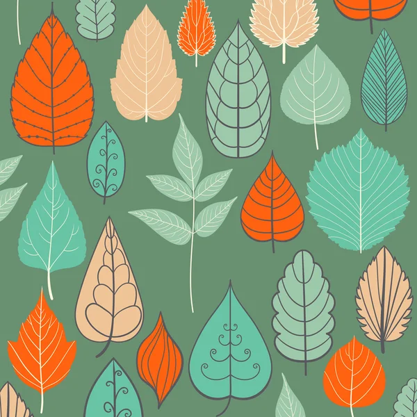 Colored pattern on leaves theme. Autumn pattern with leaves.Can be used for wallpaper, pattern fills, web page background,surface textures. Wonderful autumnal texture — Stock Vector