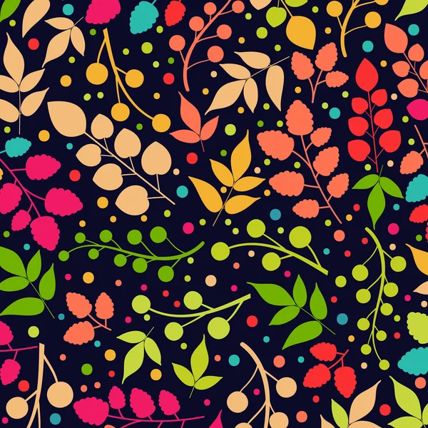 Farbiges Muster auf Blättern Thema. Herbstmuster mit Blättern. Kann für Tapeten, Musterfüllungen, Webseiten-Hintergrund, Oberflächentexturen verwendet werden. wunderbare herbstliche Textur — Stockvektor