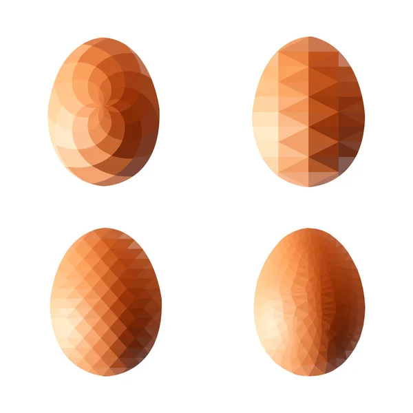 Векторный набор иллюстраций яиц в полигональном стиле. Шаблон может быть использован для дизайнерской печати, одежды, стикеров и промышленного производства — стоковый вектор