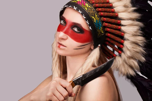 Girl red Indian. — Stock Photo, Image