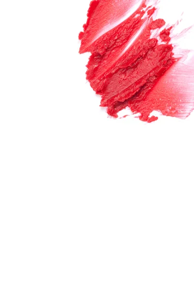 Red lipstick stroke (sample), isolated on white — Stock Photo, Image