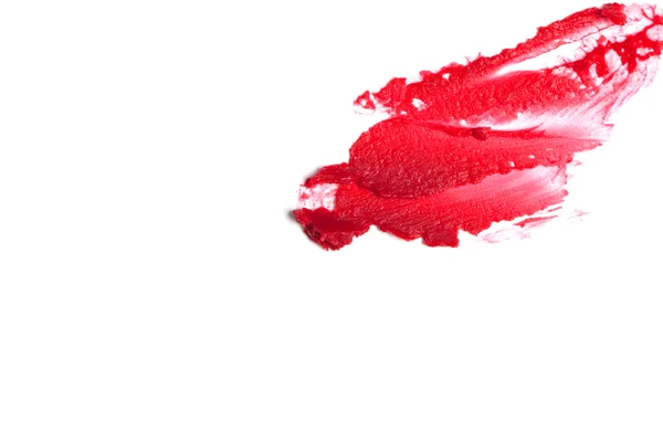 Trazo labial rojo (muestra), aislado en blanco — Foto de Stock