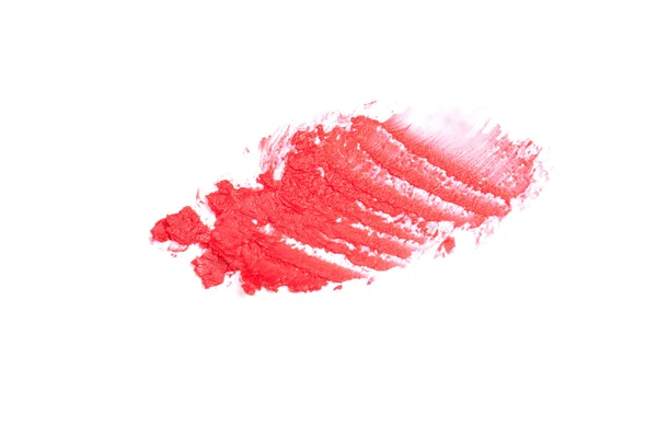 Red lipstick stroke (sample), isolated on white — Stock Photo, Image