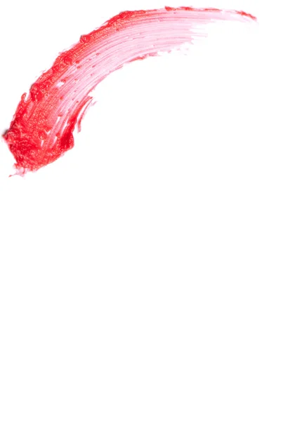 Red lipstick stroke (sample), isolated on white — Stock Photo, Image