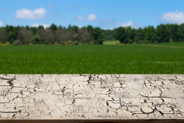 Very nice wooden table with the landscape. — Stock Photo, Image