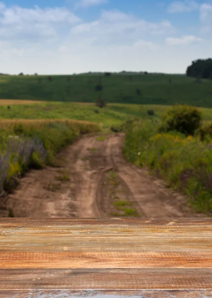 Very nice wooden table with the landscape. — Stock Photo, Image