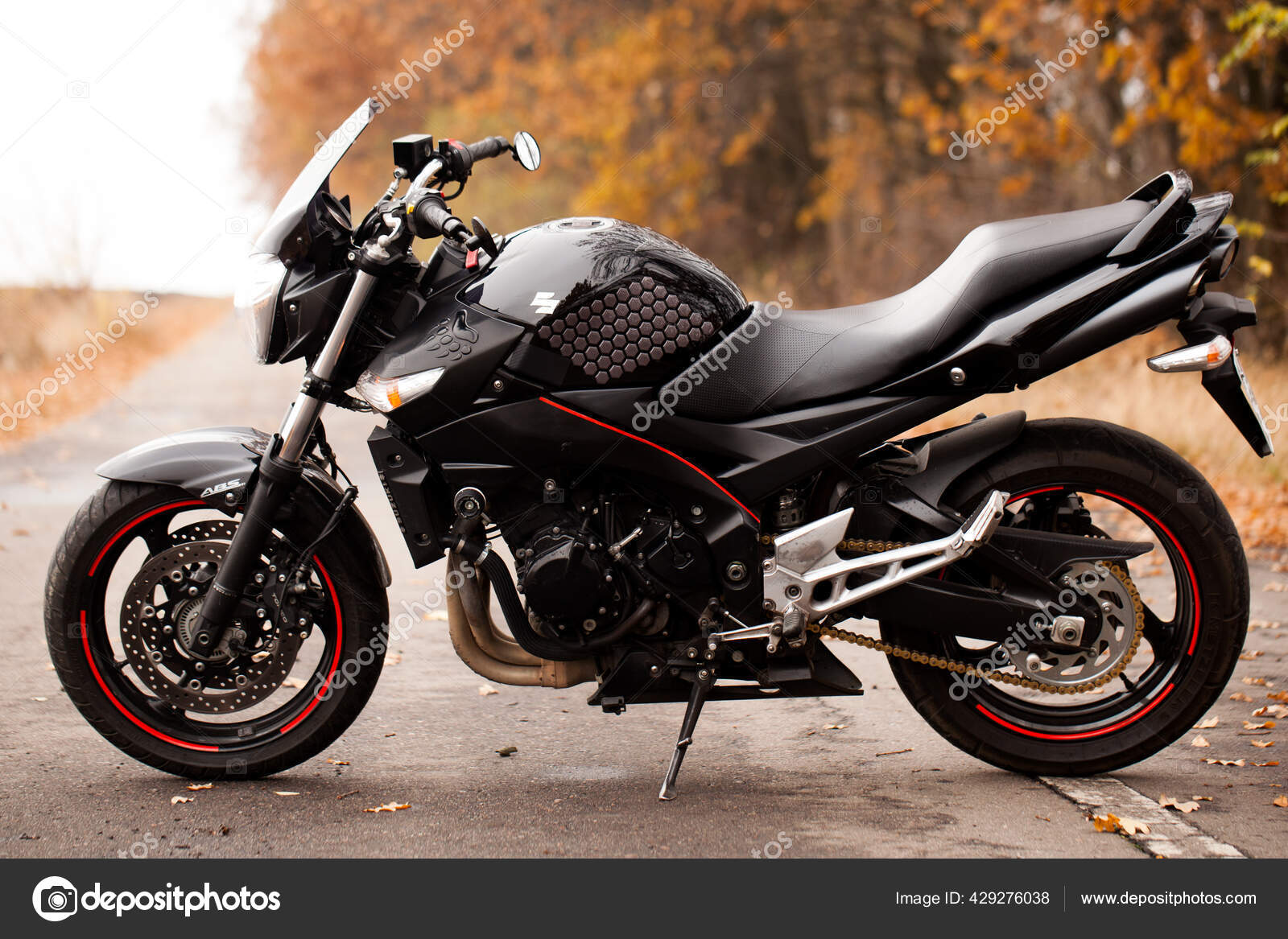 Black Suzuki Gsr600 Motorcycle Nature Stock Photo by ©SergeyTay 429276038
