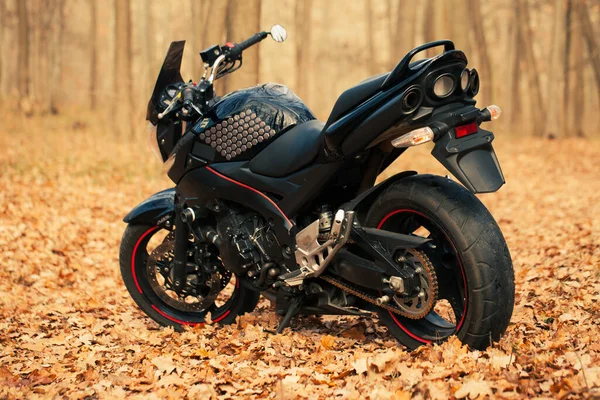 Мотоцикл Black Suzuki Gsr600 Природе Стоковое Изображение