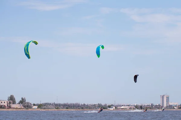 Esqui Extremo Belo Kitesurf Verão — Fotografia de Stock