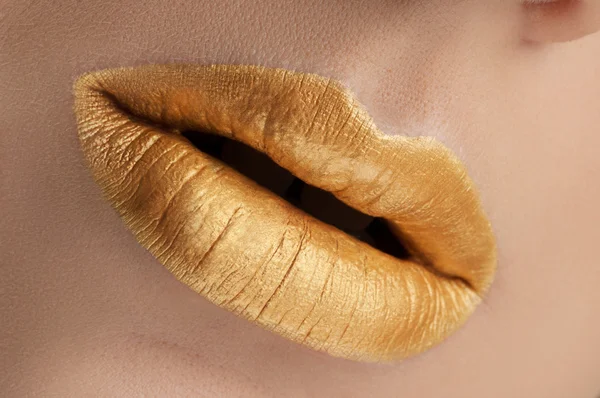 Gold lips — Stock Photo, Image