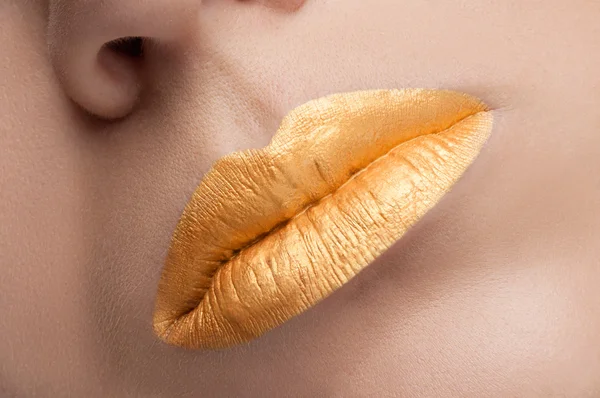 Gold lips — Stock Photo, Image