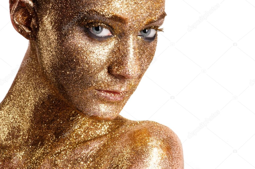 Face in gold. .