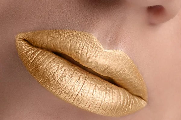 Gold lips . — Stock Photo, Image