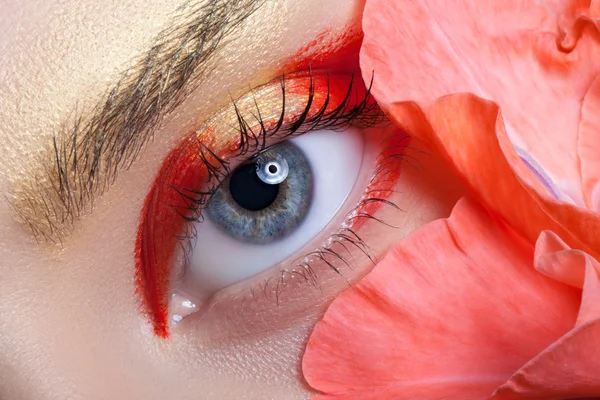 Bellissimo trucco degli occhi e fiori . — Foto Stock