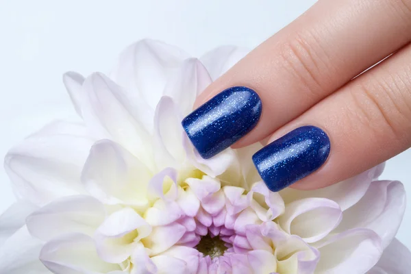 Vernis à ongles bleu . — Photo