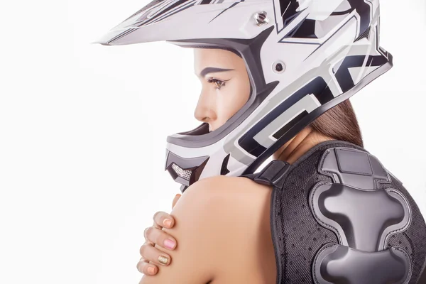 The girl in the helmet. — Stock Photo, Image