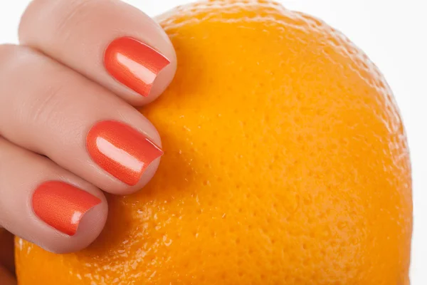 Orange Nagellack. — Stockfoto