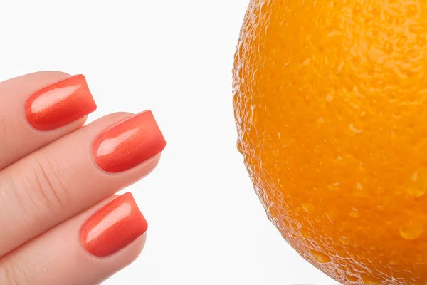 Orange Nagellack. — Stockfoto