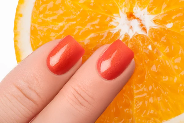 Orange Nagellack. — Stockfoto