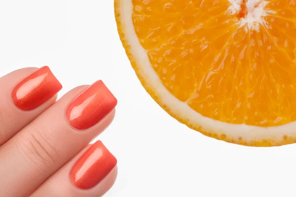 Vernis à ongles orange . — Photo