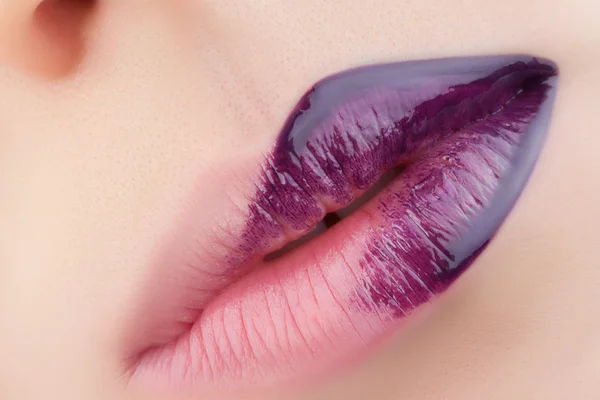 Red lips close-up. — Stock Photo, Image