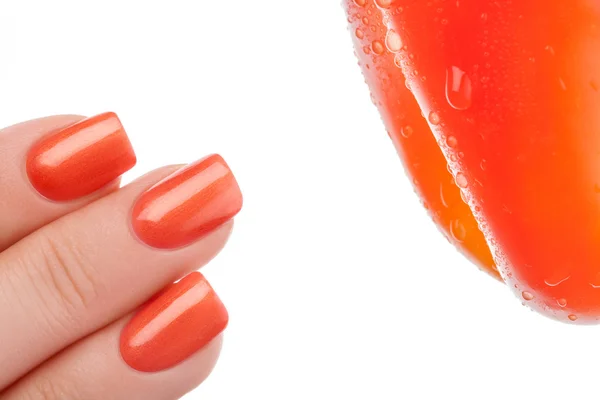 Pomarańczowy lakier do paznokci. — Zdjęcie stockowe