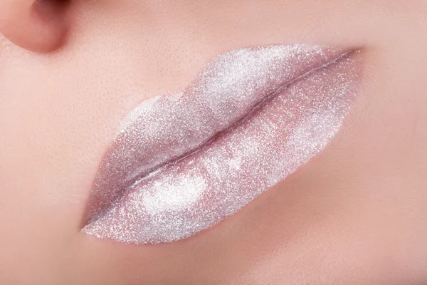 White lips close-up. — Stockfoto