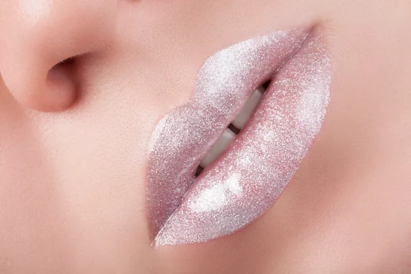 White lips close-up. — Stockfoto