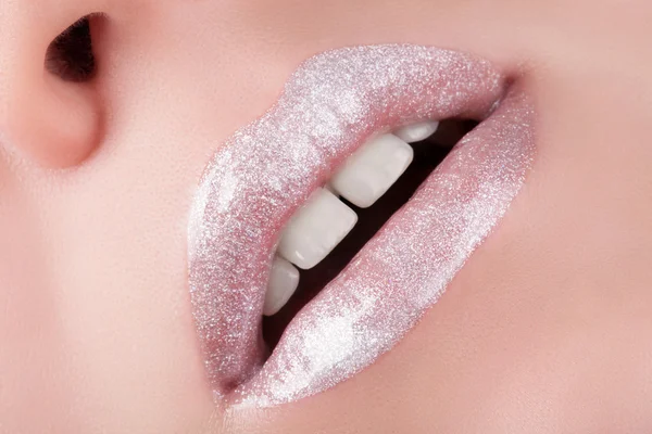 White lips close-up. — Stock Photo, Image
