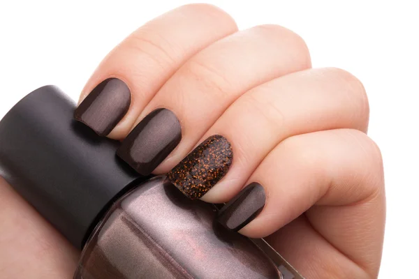 Beautiful brown manicure. — Stock Photo, Image