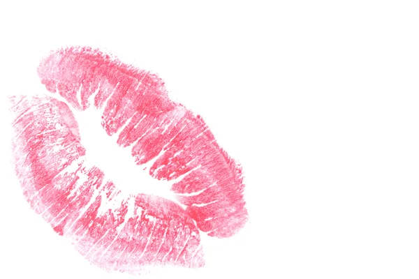 Rote Lippen auf weißem Hintergrund. — Stockfoto