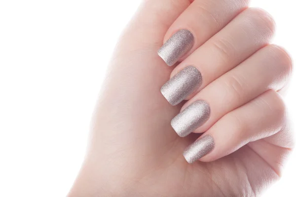 Silver nail polish. — Stock Photo, Image