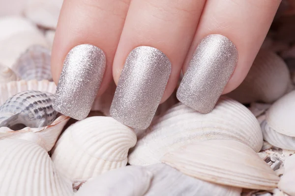 Silver nagellack. — Stockfoto