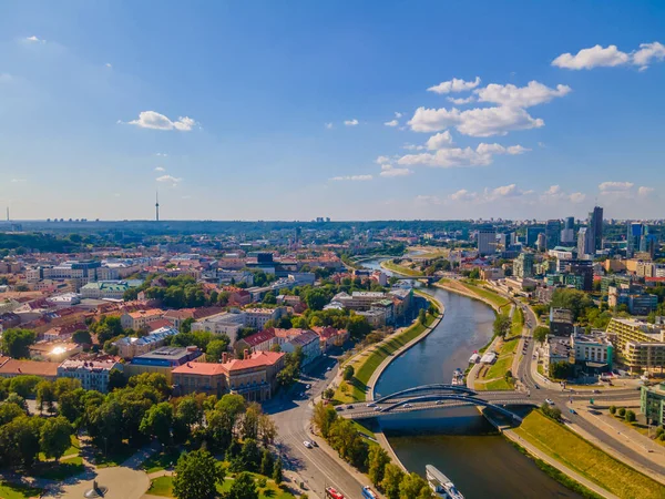 Widok z lotu ptaka na nowe centrum Wilna, Litwa — Zdjęcie stockowe