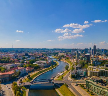 Litvanya, Vilnius 'un yeni şehir merkezinin havadan görünüşü