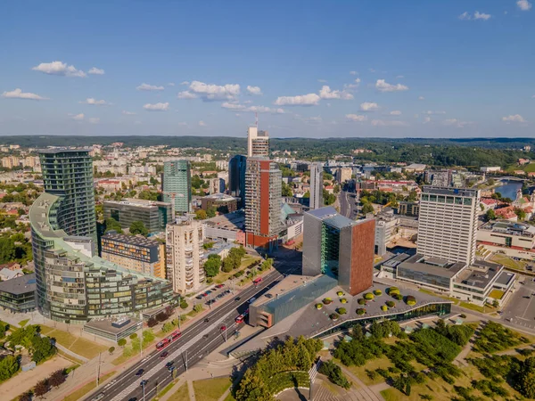 Aerial view of new city center of Vilnius, Lithuania — Stock Photo, Image