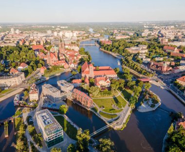 Wroclaw şehrinin havadan panoramik görüntüsü