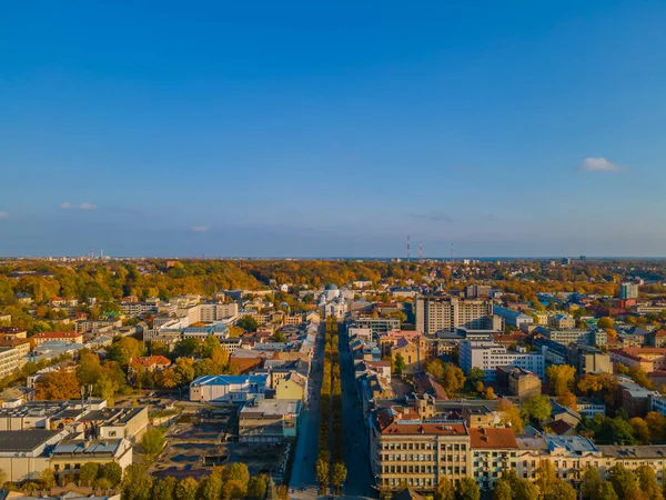 Vista Aérea Avenida Freedom Kaunas Rumbo Casco Antiguo Una Las —  Fotos de Stock